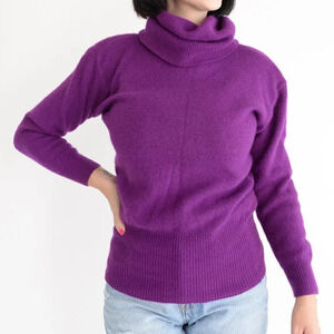 Crown Jewels Purple 50% Lambswool  40% Rabbit Hair Turtleneck Sweater Small